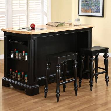 Portable kitchen island online with bar stools